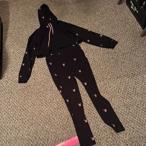 PLAYBOY Black matching Hoodie and leggings with Pink Accents